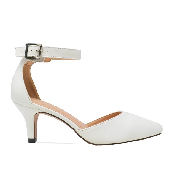 womens white heels with ankle strap